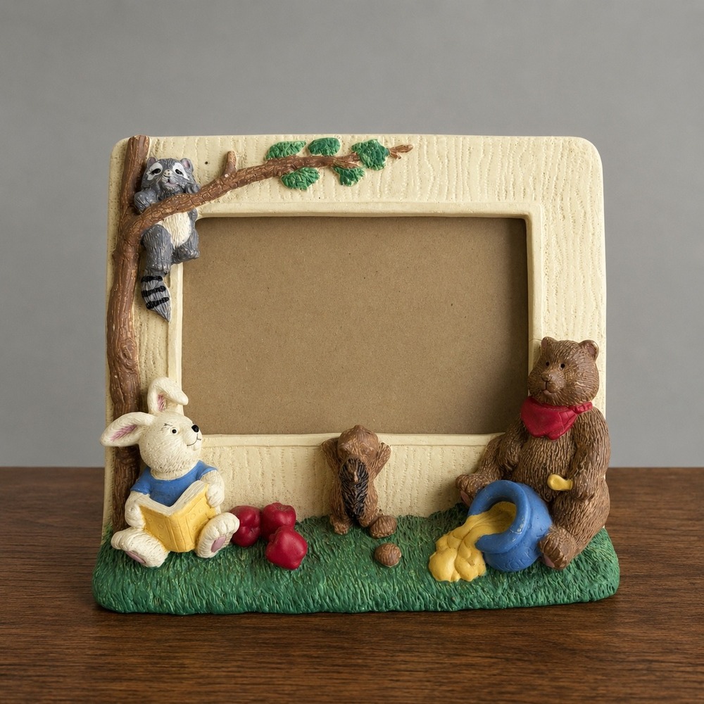 Vintage Burnes of Boston Woodland Animal Frame Bear Bunny Squirrel Nursery Gift